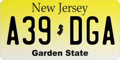 NJ license plate A39DGA