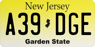NJ license plate A39DGE