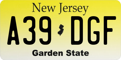 NJ license plate A39DGF