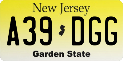 NJ license plate A39DGG