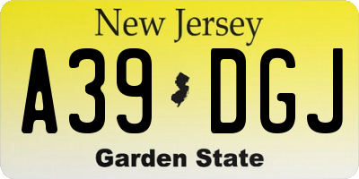 NJ license plate A39DGJ