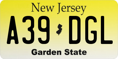 NJ license plate A39DGL