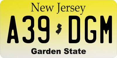 NJ license plate A39DGM