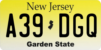 NJ license plate A39DGQ