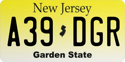 NJ license plate A39DGR