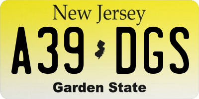 NJ license plate A39DGS