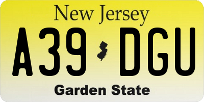 NJ license plate A39DGU