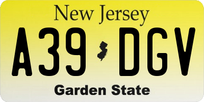 NJ license plate A39DGV