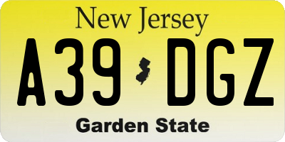 NJ license plate A39DGZ