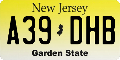 NJ license plate A39DHB
