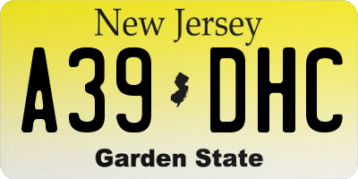NJ license plate A39DHC