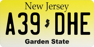 NJ license plate A39DHE