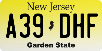 NJ license plate A39DHF