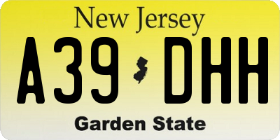 NJ license plate A39DHH