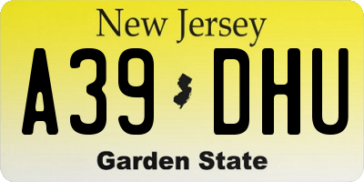 NJ license plate A39DHU