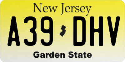 NJ license plate A39DHV