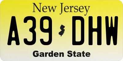 NJ license plate A39DHW