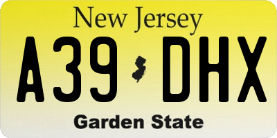NJ license plate A39DHX