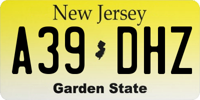 NJ license plate A39DHZ