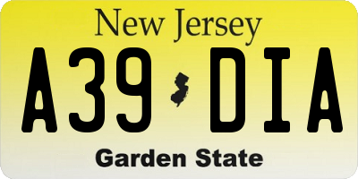 NJ license plate A39DIA
