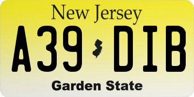 NJ license plate A39DIB