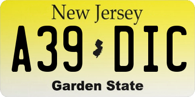 NJ license plate A39DIC