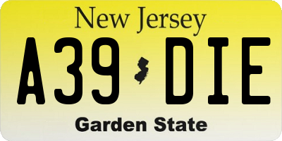 NJ license plate A39DIE