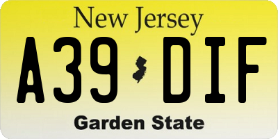 NJ license plate A39DIF