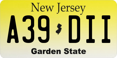 NJ license plate A39DII