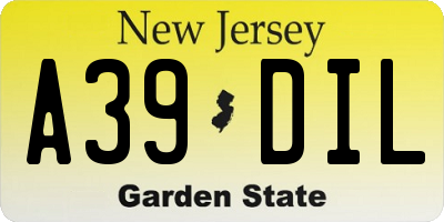 NJ license plate A39DIL