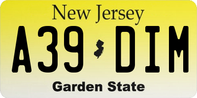 NJ license plate A39DIM
