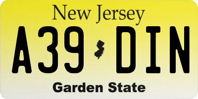 NJ license plate A39DIN