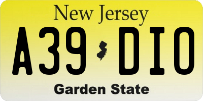 NJ license plate A39DIO