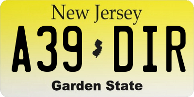 NJ license plate A39DIR