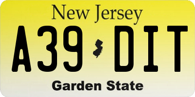 NJ license plate A39DIT