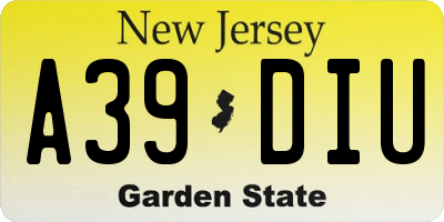 NJ license plate A39DIU