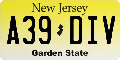 NJ license plate A39DIV