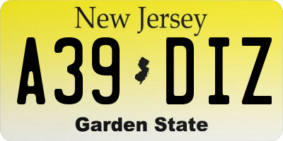 NJ license plate A39DIZ
