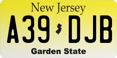 NJ license plate A39DJB