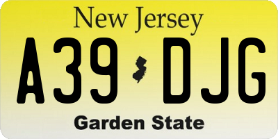 NJ license plate A39DJG