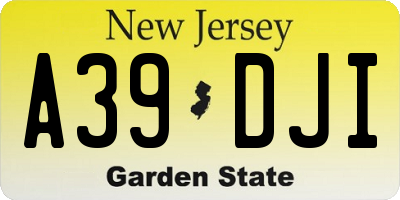 NJ license plate A39DJI