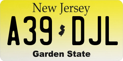 NJ license plate A39DJL