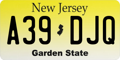 NJ license plate A39DJQ