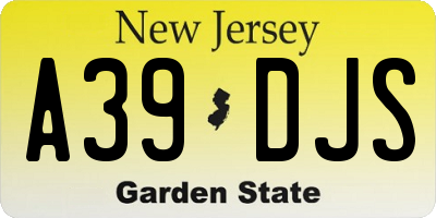NJ license plate A39DJS