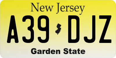 NJ license plate A39DJZ