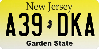 NJ license plate A39DKA