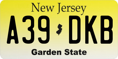 NJ license plate A39DKB
