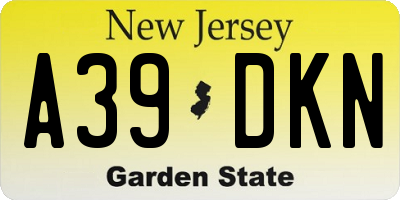 NJ license plate A39DKN