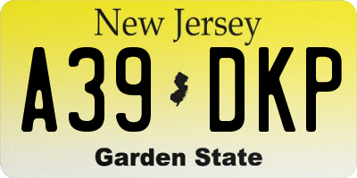 NJ license plate A39DKP