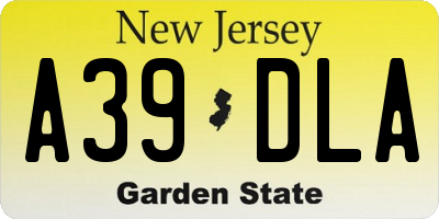 NJ license plate A39DLA